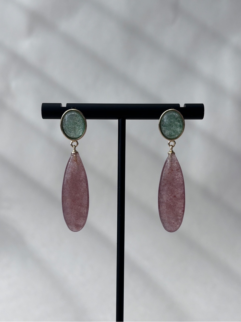 Two Tone Tear Drop Natural Stone Earrings studs